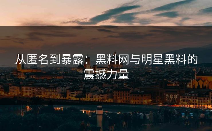 从匿名到暴露：黑料网与明星黑料的震撼力量