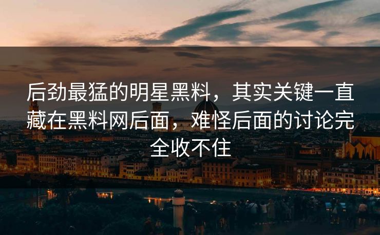 后劲最猛的明星黑料，其实关键一直藏在黑料网后面，难怪后面的讨论完全收不住
