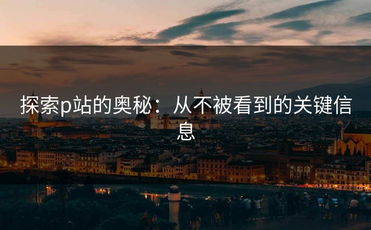探索p站的奥秘：从不被看到的关键信息