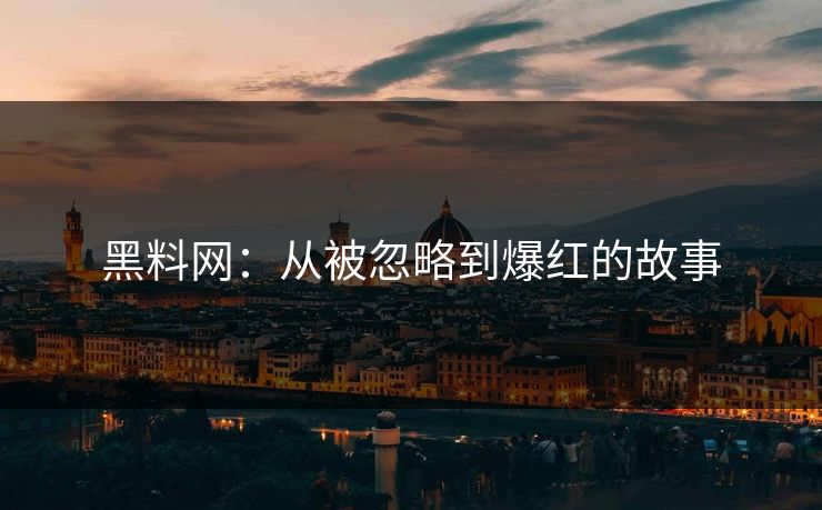 黑料网：从被忽略到爆红的故事