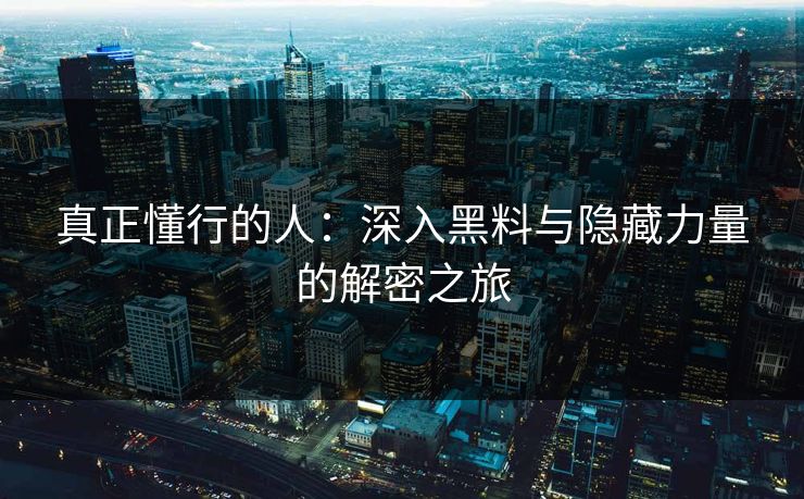 真正懂行的人：深入黑料与隐藏力量的解密之旅