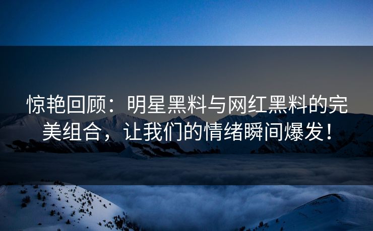惊艳回顾:明星黑料与网红黑料的完美组合,让我们的情绪瞬间爆发!